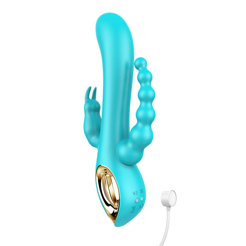 Intimate Triple Vibrator for Women – Clitoral, G-Spot & Anal Stimulation | Rechargeable Waterproof Silicone Rabbit Vibrator