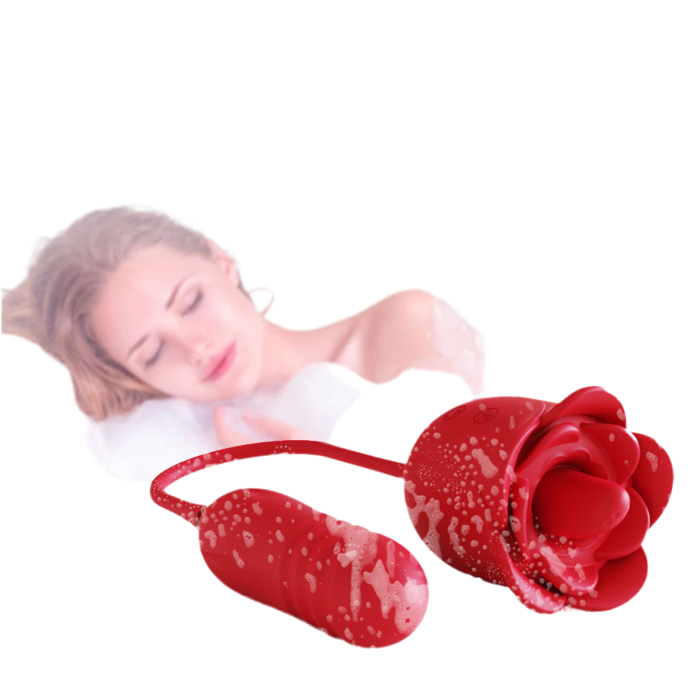 Rose Clitoral Vibrator with Licking Tongue & Thrusting Vibration Modes – 10 Lick & 12 Vibration Patterns for Intense Pleasure