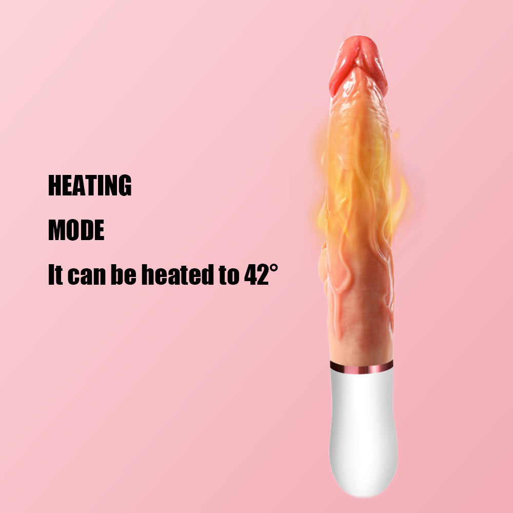 4-in-1 Realistic Dildo – Thrusting, Rotating, Clit Stimulator with 40°C Warming Function.