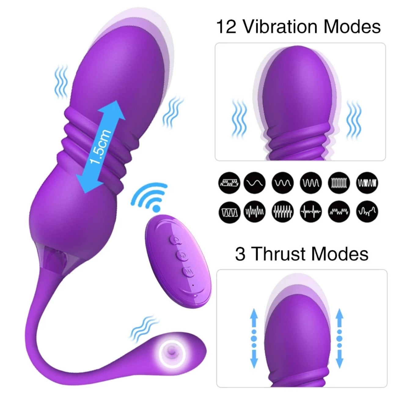 Telescopic G-Spot Vibrator for Women – Thrusting & Vibrating Dildo with Remote Control