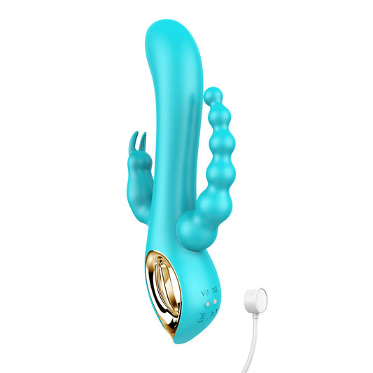 Intimate Triple Vibrator for Women – Clitoral, G-Spot & Anal Stimulation | Rechargeable Waterproof Silicone Rabbit Vibrator